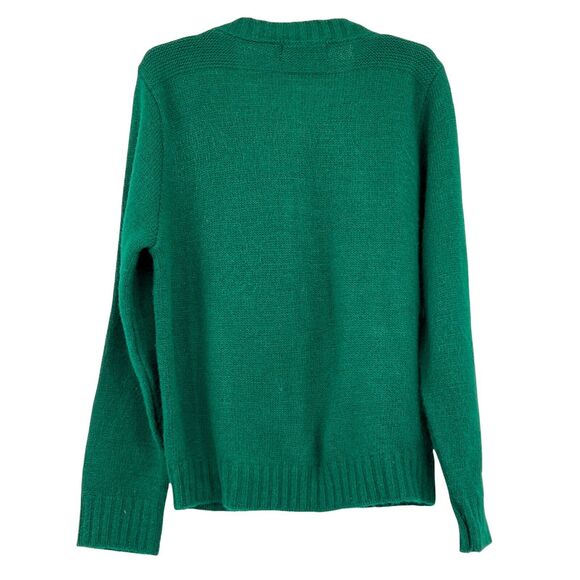 Vintage 60s Girl Scouts Uniform Emerald Green Button Up Cardigan Sz 10 - Picture 2 of 5